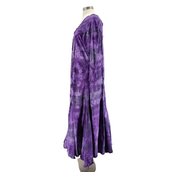 Vintage Phool Womens Large Dress Maxi Tie Dye Purple Ruffle Boho Hippie Party - Picture 3 of 9